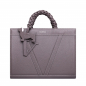 Preview: Handbag made of  calfskin with braided handles taupe